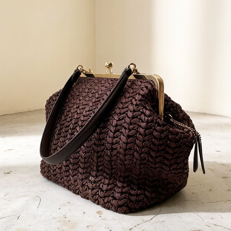 Luxury Bags Of 2026 - Hand-Woven Kisslock Frame Shoulder Raffia Beach