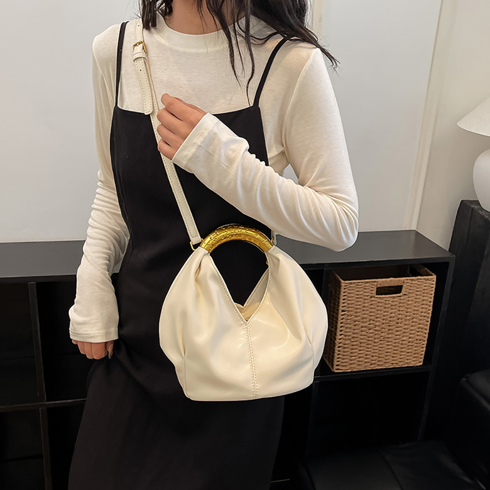 Luxury Bags 2026 Trends - Women's Small Leather Gold Handle Handbag