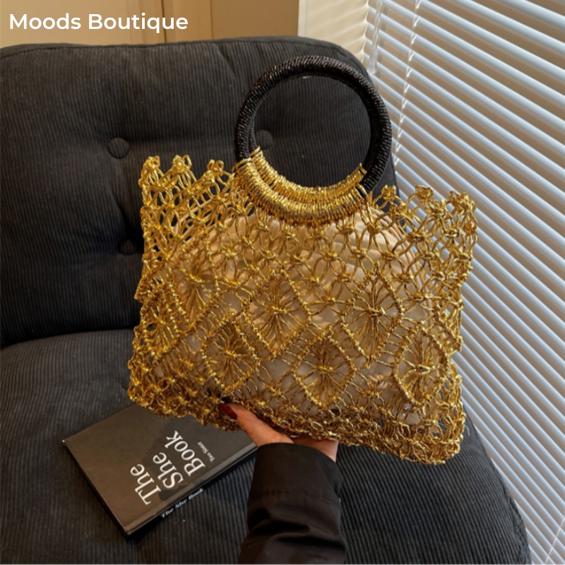 Luxury Bags Consignment - MOODS Handmade Woven Design Round Handle