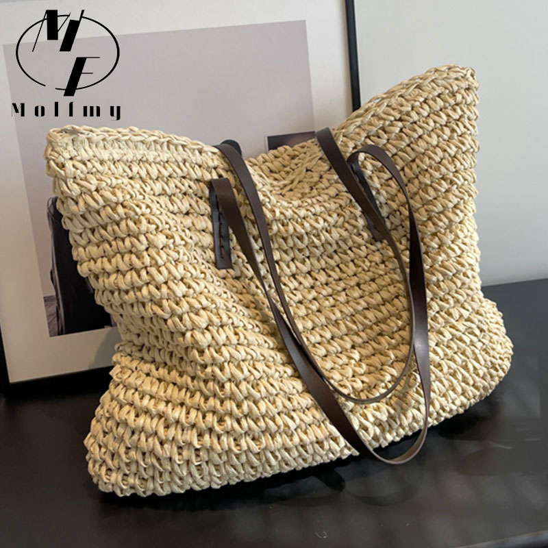 Luxury Bags Collection - Straw Woven Tote Bags Casual Large