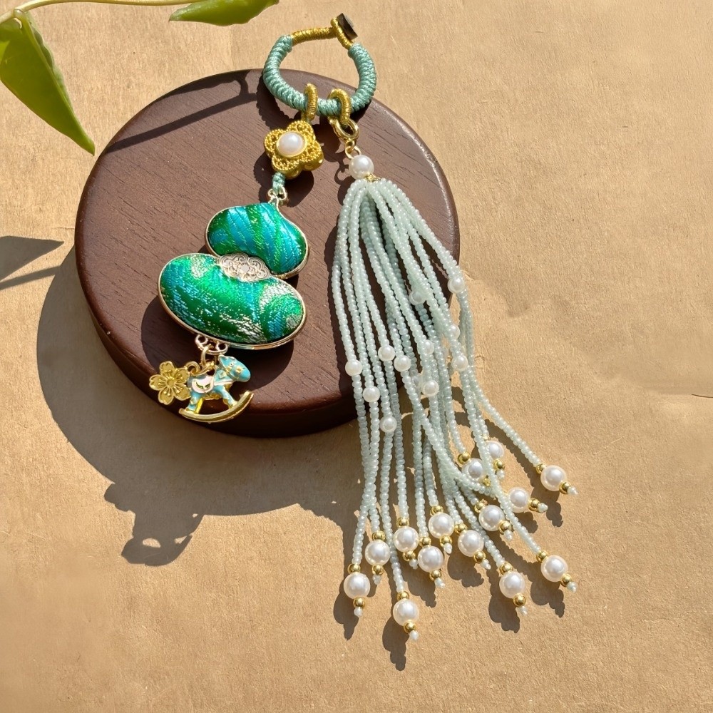 Luxury Bags Yellow - Luxury Brocade Gourd Pendant Beads Tassels