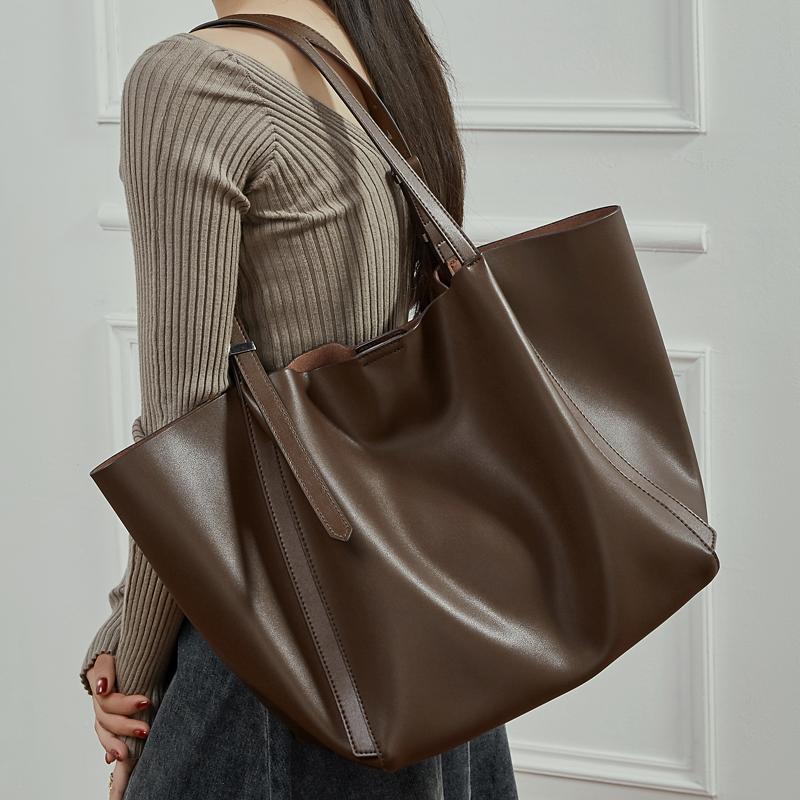 Luxury Bags Korea - Burminsa Vintage Cow Genuine Leather Large