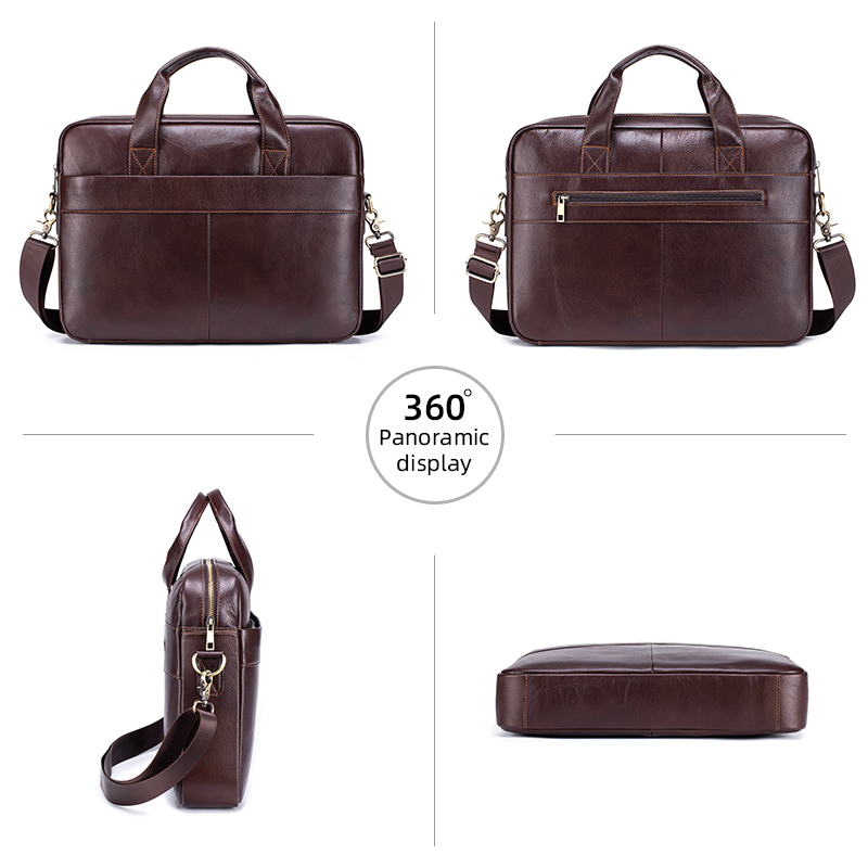Genuine Leather Men's Briefcas - đánh giá và giá Luxury Bags For School