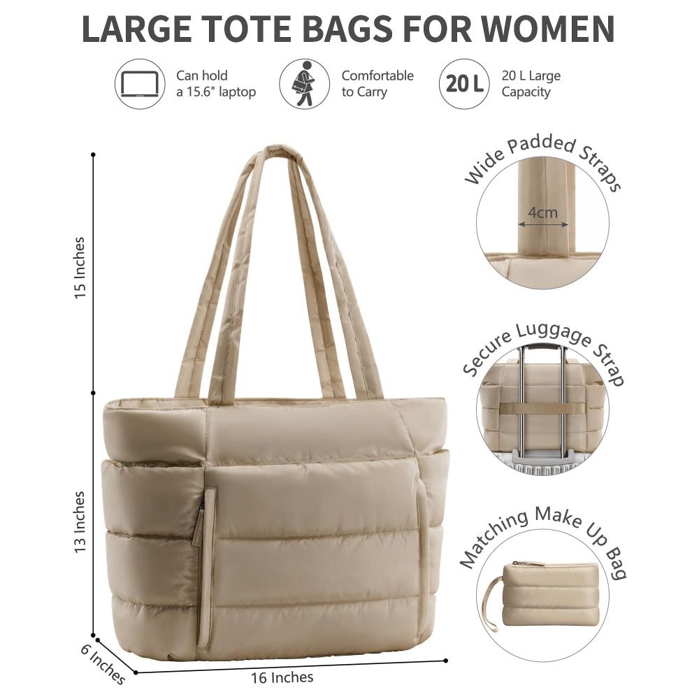 Large Capacity Puffer Tote Bag - đánh giá và giá Accordion Wallet Zip