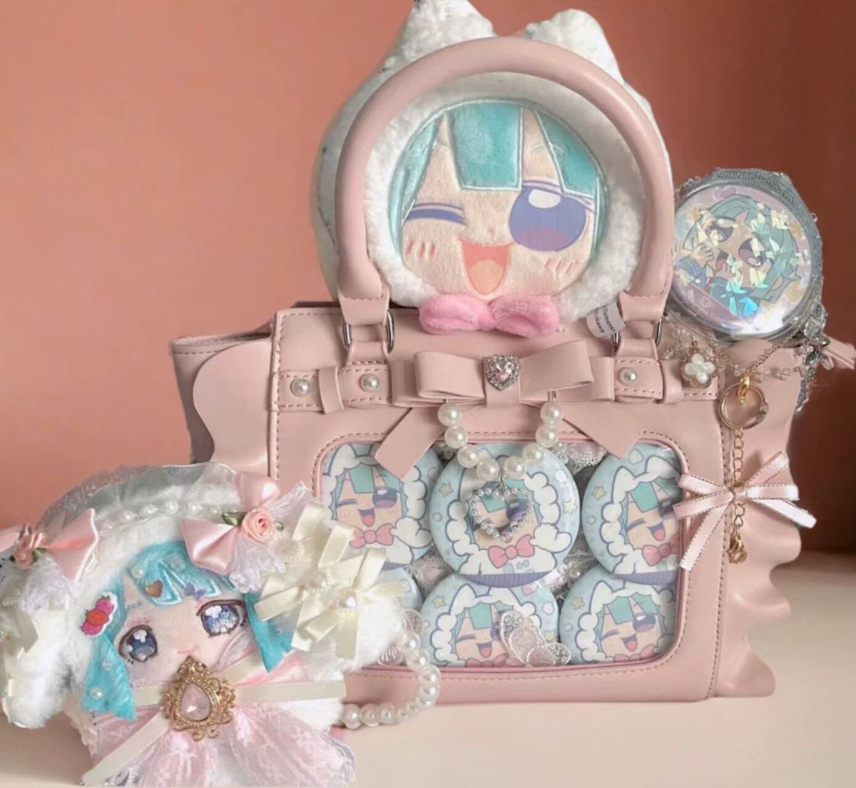 Harajuku Square Pink Ita Bag W - đánh giá và giá Accordion Wallet Zip