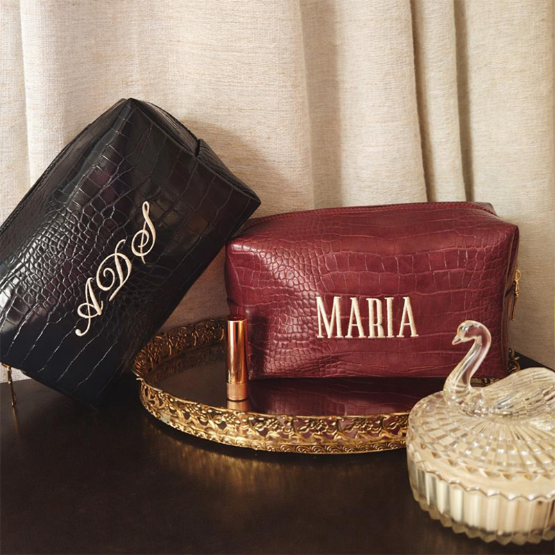 Embroidered Croc Makeup Bag Pe - đánh giá và giá Luxury Bags Vegan